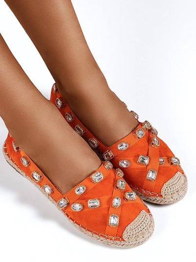 Narancssárga női espadrillák Wamba kristályokkal - Lábbeli