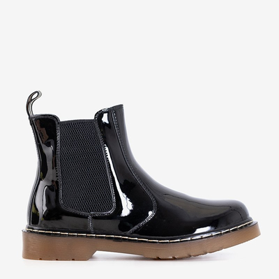 Matenss fekete lakkozott női csizma - Lábbeli