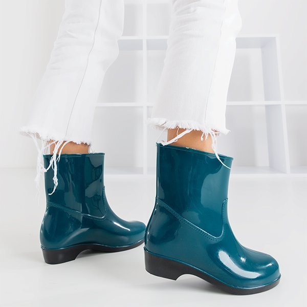 Turkusowe lakierowane kalosze damskie Mariossa - Obuwie