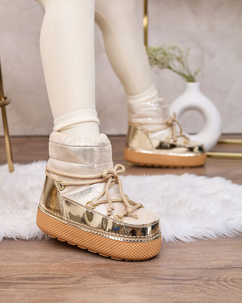 Royalfashion Női arany színű csipkés hócsizma Yevnoie