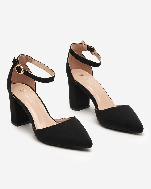 OUTLET Fekete női szandál magasabb oszlopon Hareda - Lábbeli