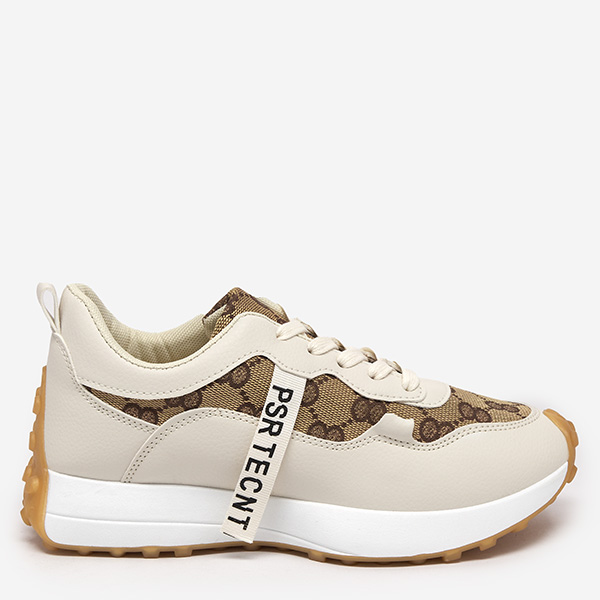 OUTLET Bézs színű női sportcipő divatos Tentis mintával - Lábbeli