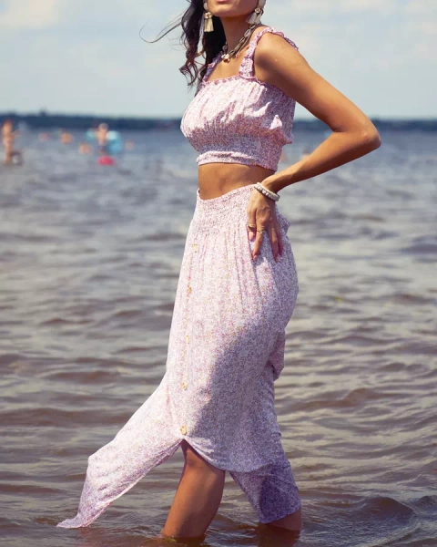 Royalfashion Női virágos rózsaszín szett