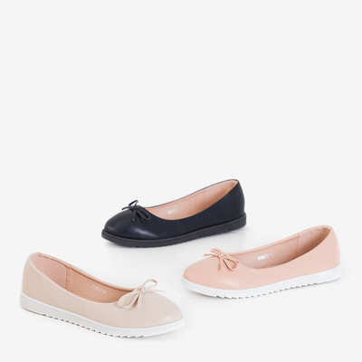 Bézs színű női balerinák Flonen íjjal - Cipők