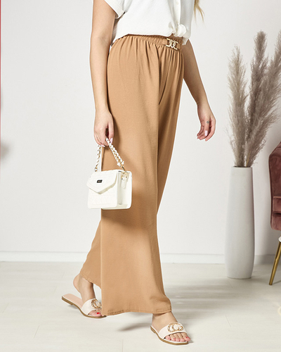 Női széles palazzo nadrág camel színben - Ruházat