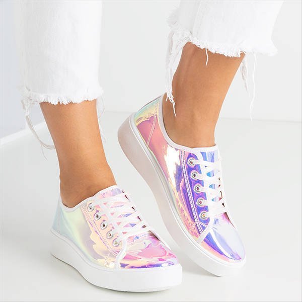 OUTLET lila holografikus cipők a Vordena platformon - lábbeli