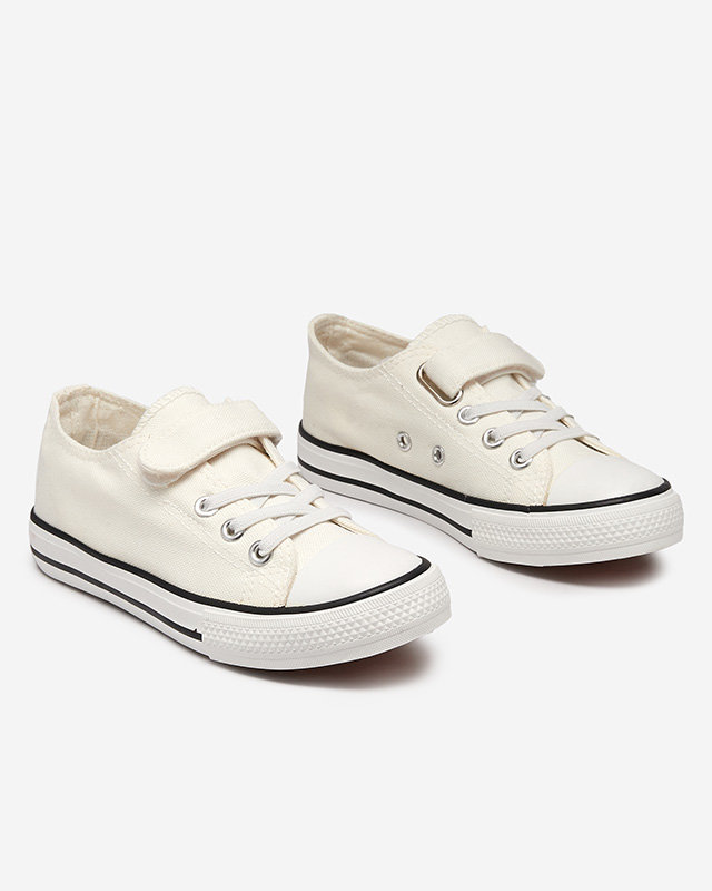 OUTLET Fehér ekru lány tornacipő tépőzáras Finso-val - Lábbeli