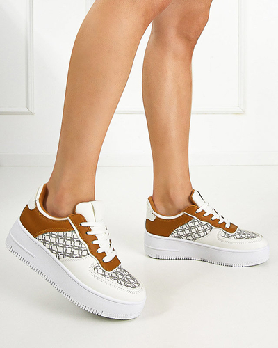 Női fehér sportcipő Glou mintával - Lábbeli