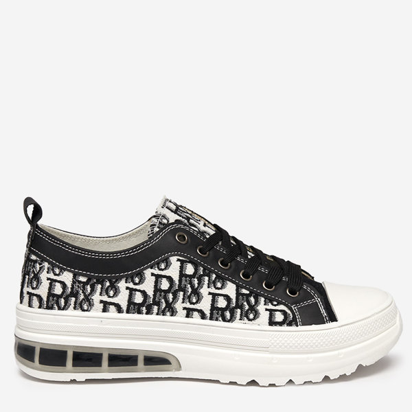 OUTLET Fekete mintás női tornacipő a Neriwas platformon - Lábbeli