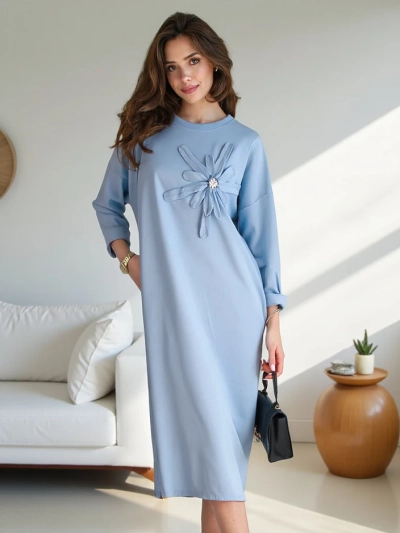 Royalfashion Női midi ruha, oversize anyag virággal