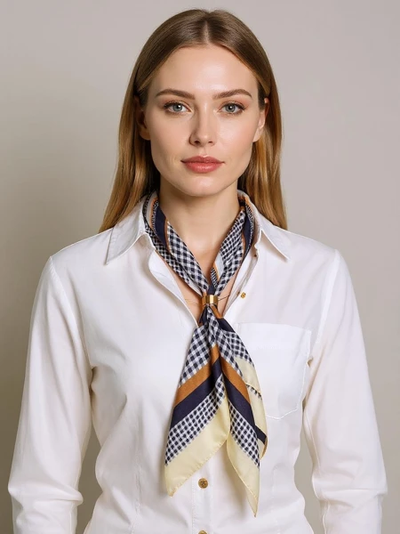 Apollonia elegáns női poliészter sál 69x66 cm – fehér/fekete