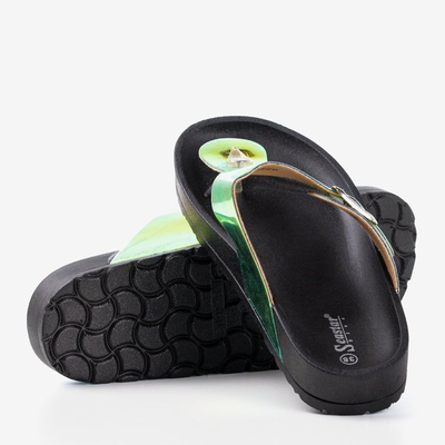 Női fekete holografikus szandál Manila csat - lábbeli