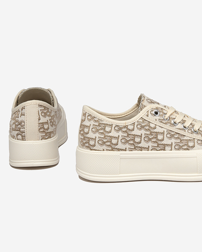 OUTLET Mintás női platform tornacipő bézs Berika színben - Lábbeli