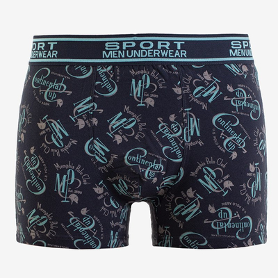 Sötétkék mentás férfi boxer rövid felirattal - Fehérnemű