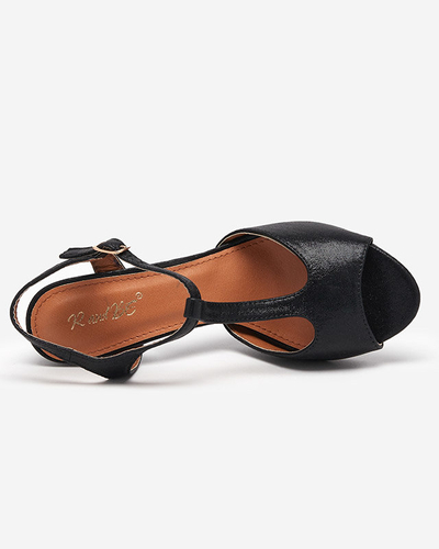 OUTLET Fényes fekete női szandál a Lonad-Footwear poszton