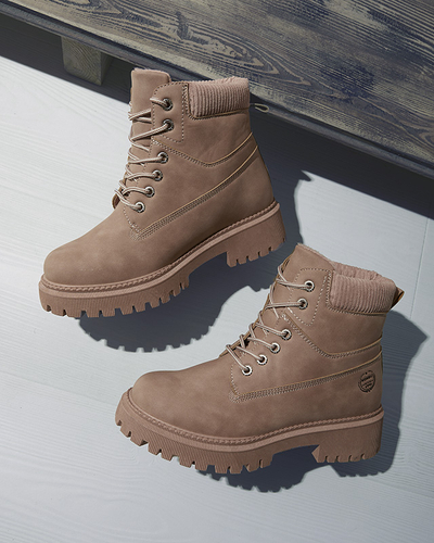 Sötét rózsaszín női szigetelt trapper csizma Teruna - Lábbeli