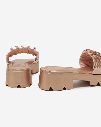 OUTLET Arany női papucs cirkóniával Emkoy- Footwear