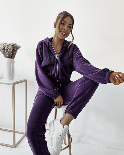 Royalfashion női csíkos sport szett lila színben