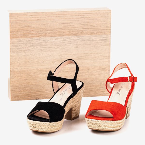 Czarne sandały damskie na słupku Sugar Honey - Obuwie