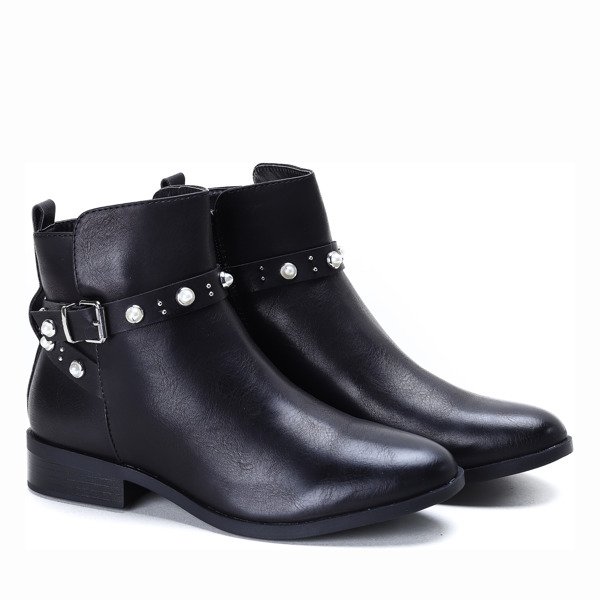 Sztyblety z perełkami w kolorze czarnym Elisa - Obuwie