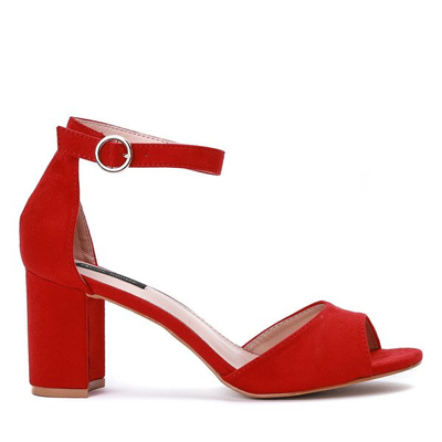 Czerwone sandały z eko - zamszu na słupku Arrietty - Obuwie