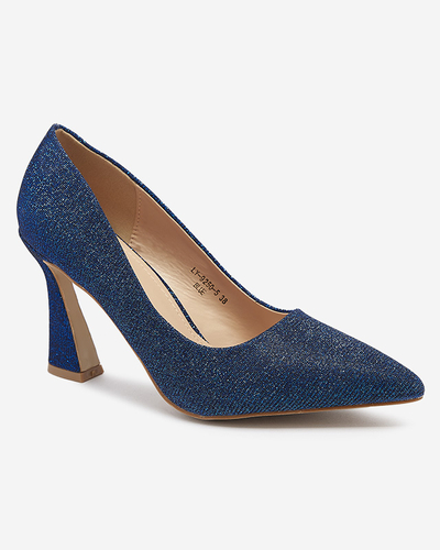 Női brokát cipő kobalt színben Bluskita - Lábbeli