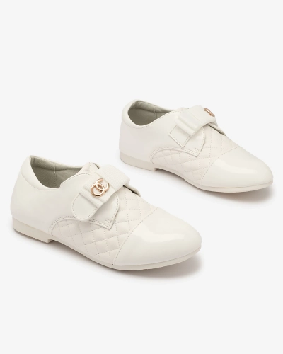 Lányok steppelt öko bőr félcipő fehér színben Werme- Footwear