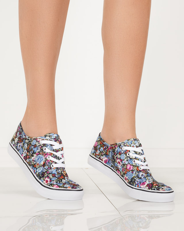 OUTLET Világoskék női virágos tornacipő Surfi - Lábbeli