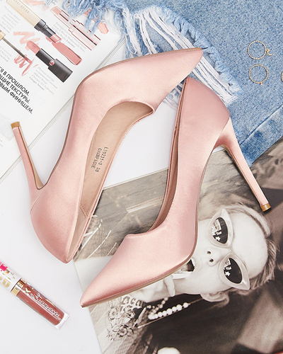 Rózsaszín női szatén cipő magasabb tűsarkú cipő Norija - Lábbeli