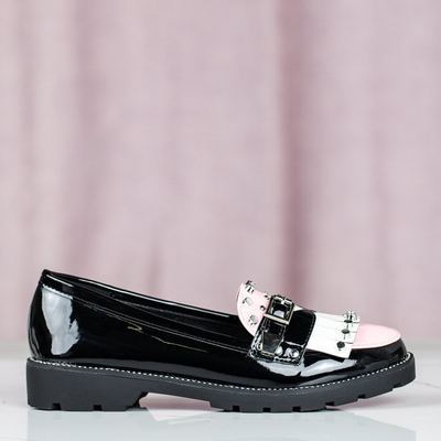 Fekete mokaszinok Gwadalaha díszekkel - lábbeli