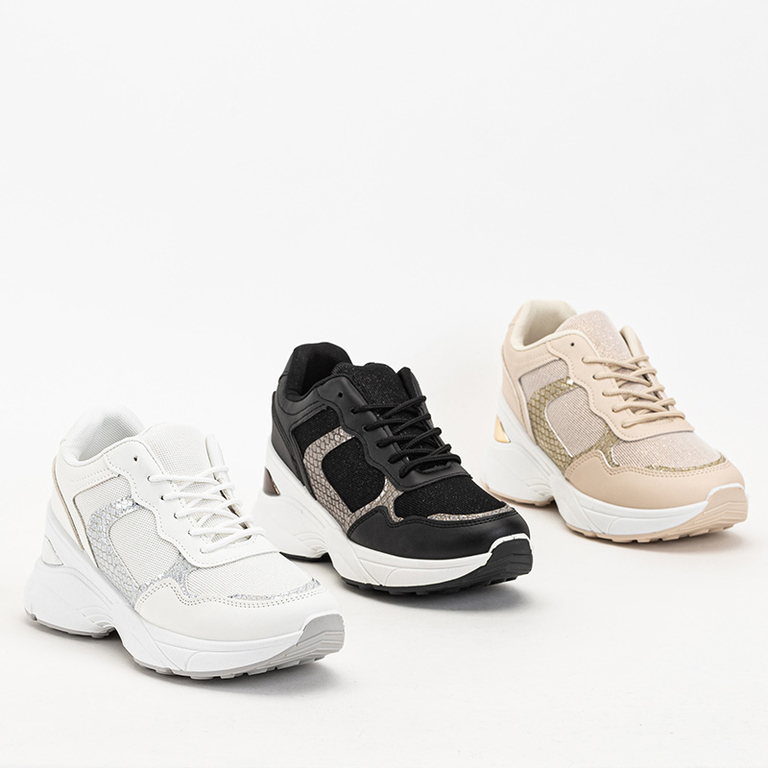 Női bézs tornacipő rejtett ékkel Waqsy - Lábbeli