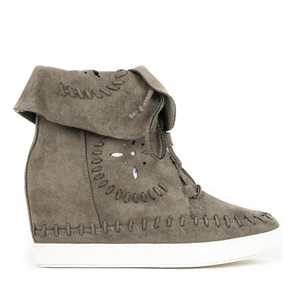 Zielone sneakersy na krytym koturnie Cinta - Obuwie