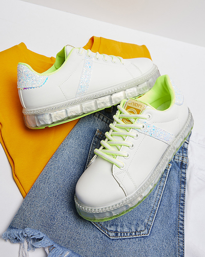 Női sportcipő fehér színben, neonzöld betétekkel Asxa- Footwear