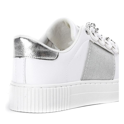Biało - srebrne sportowe buty z łańcuszkiem Cunea - Obuwie
