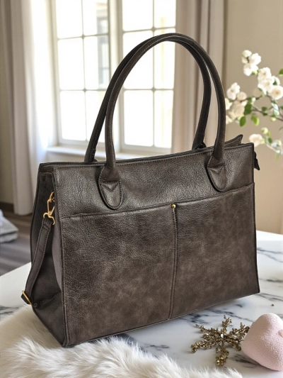 Etruria Classica Elegante szürke bőr női táska 41x31x14 cm