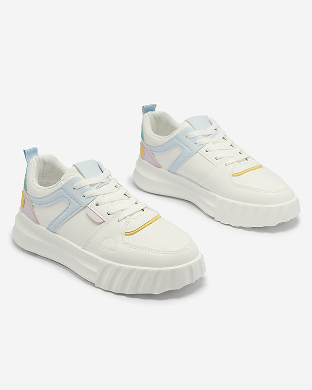 Öko-bőr női fehér alkalmi sportcipő színes betétekkel Netiris - Lábbeli