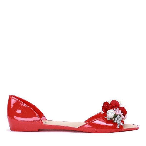 Czerwone meliski z ozdobą Meliene - Obuwie