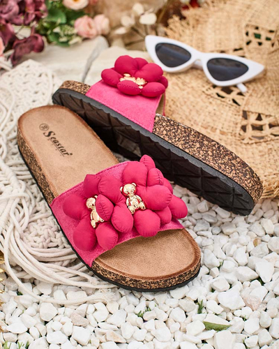 Royalfashion Női flip-flop arany mackókkal és virágokkal Isaralle