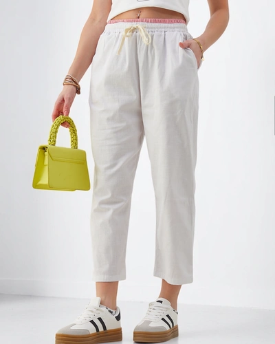 Royalfashion pamut széles női nadrág kötővel