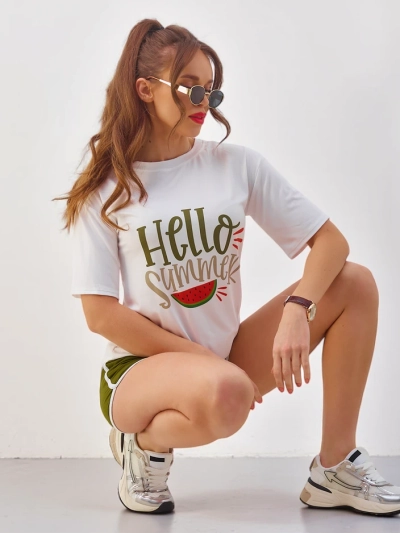 Royalfashion Női sport szett pólóval és rövidnadrággal Helló Nyár