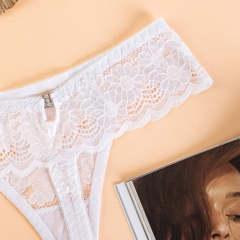 Női fehér csipke tanga - Fehérnemű