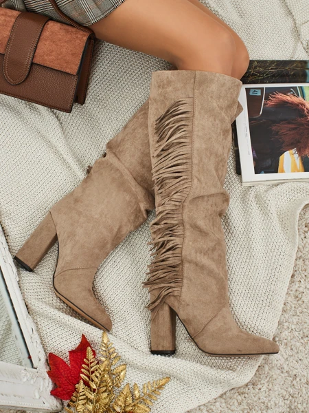 Női öko velúr csizma rojtokkal Solnytte