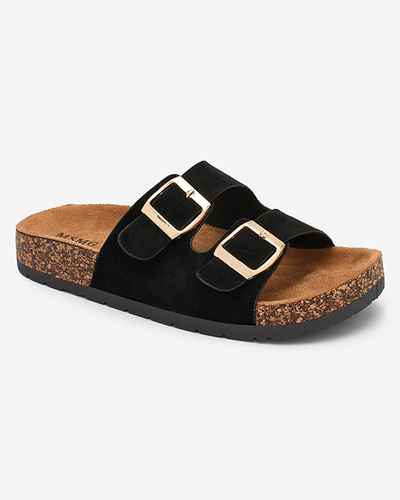 Letitia női fekete velúr papucs, lapos sarkú, olasz design