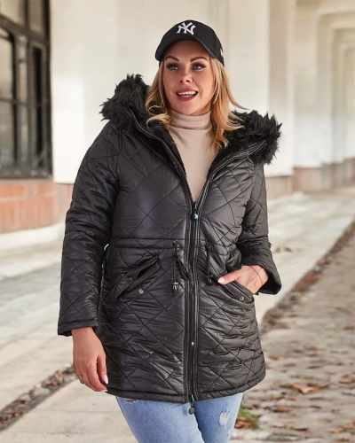 Royalfashion Női steppelt kabát fekete színben