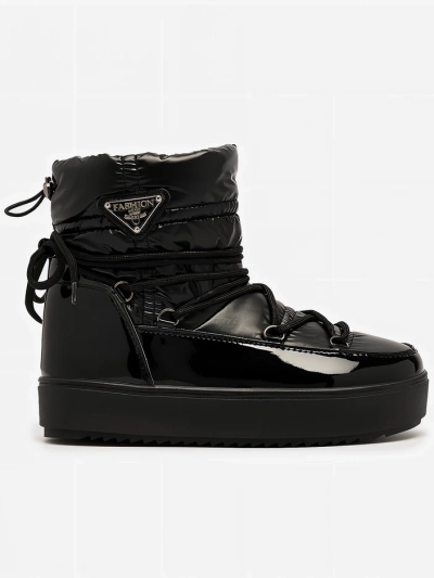 Royalfashion Női csúszós csizma a'la hócsizma fekete színben Vevnose