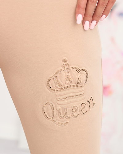 Női bézs melegítőnadrág cirkóniával - Ruházat