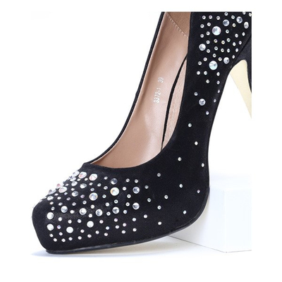 Czarne szpilki z cyrkoniami Agnessa - Obuwie