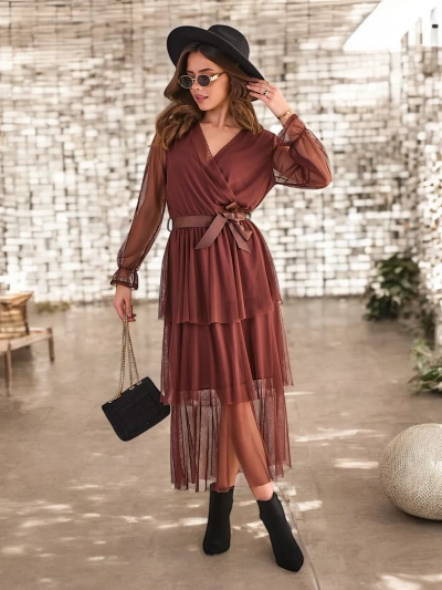 Royalfashion Női hosszú ruha fodrokkal