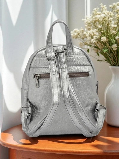Królewska Moda Selene Silver női öko-bőr hátizsák, 25x25 cm