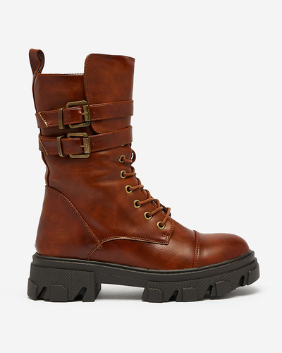 Royalfashion Eco bőr női bagger csizma barna színben Faserti